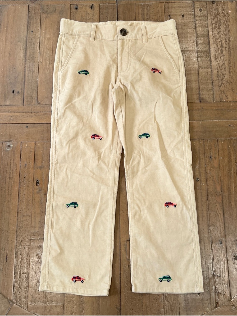 The Beaufort Bonnet Company Critter Corduroy Pants Woody Car Embroidered 7 Years